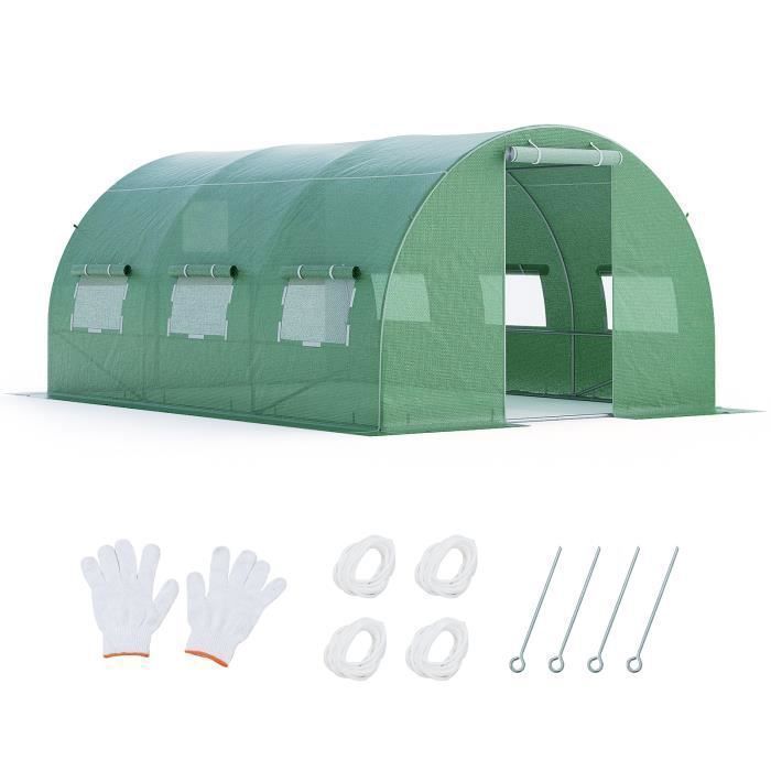 COSTWAY 12m² Tunnel Greenhouse (3 x 4 x 2 m) in PE with a sturdy galvanized steel frame, double-sided zip closure, UV-resistant, and waterproof.