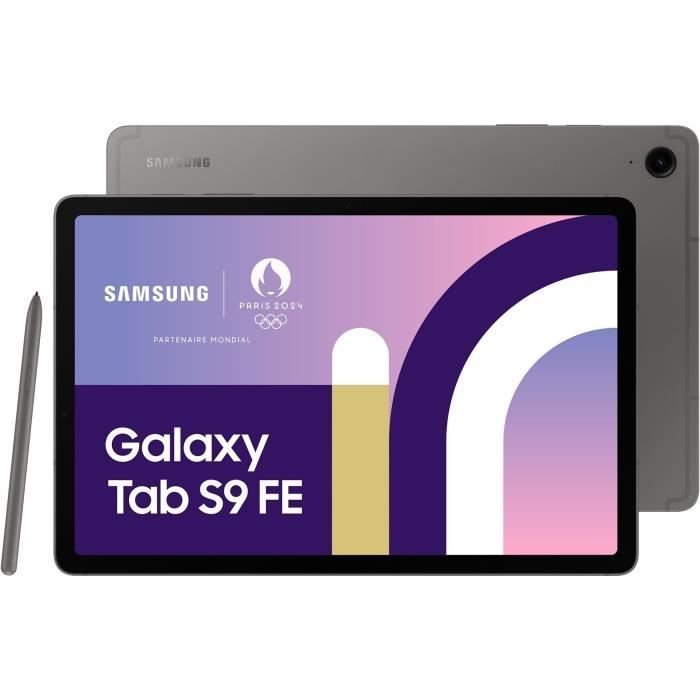 Tableta táctil Samsung Galaxy Tab S9 FE de 128 GB con Wi-Fi, color gris, incluye lápiz óptico S Pen.