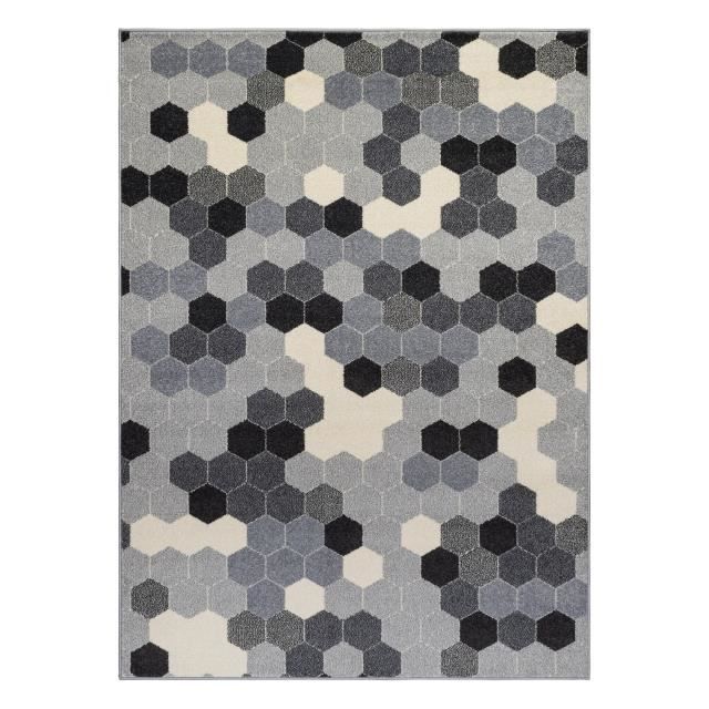 Tapis - HEXAGONE - 78537 - Gris / Crème - 120x170 cm - Hexagonal - Moderne