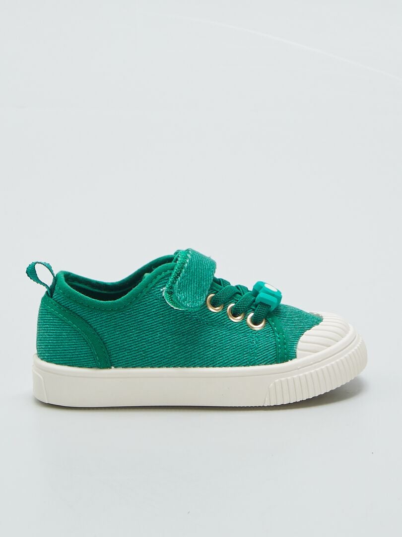 Canvas sneakers met klittenbandsluiting - GROEN