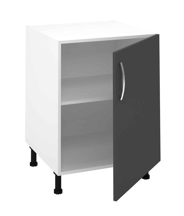 Mobile base da cucina con 1 anta, grigio - Altezza 85 x Lunghezza 60 x Profondità 58 cm