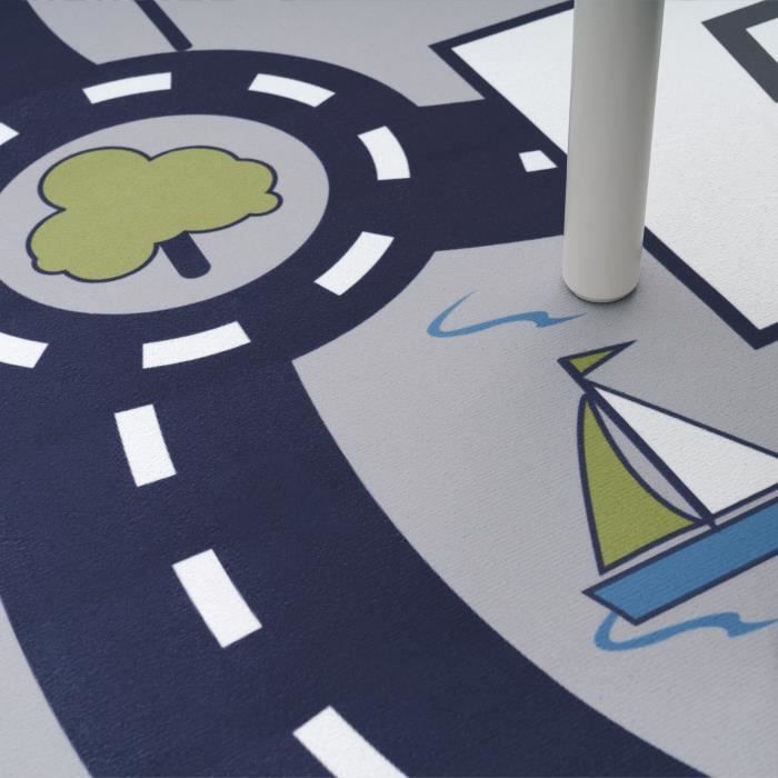Alfombra infantil, tapete de juegos para habitaciones infantiles, cajas y calles inflables, gris [80x150 cm]