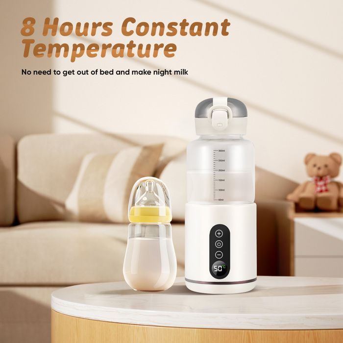 Calentador portátil de biberones, calentador de agua para coche de 300 ml, calentador de comida para bebés con control de temperatura y pantalla visual.