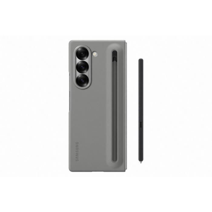 Capa e estojo cinza para Samsung Galaxy Z Fold 6 com S Pen integrada