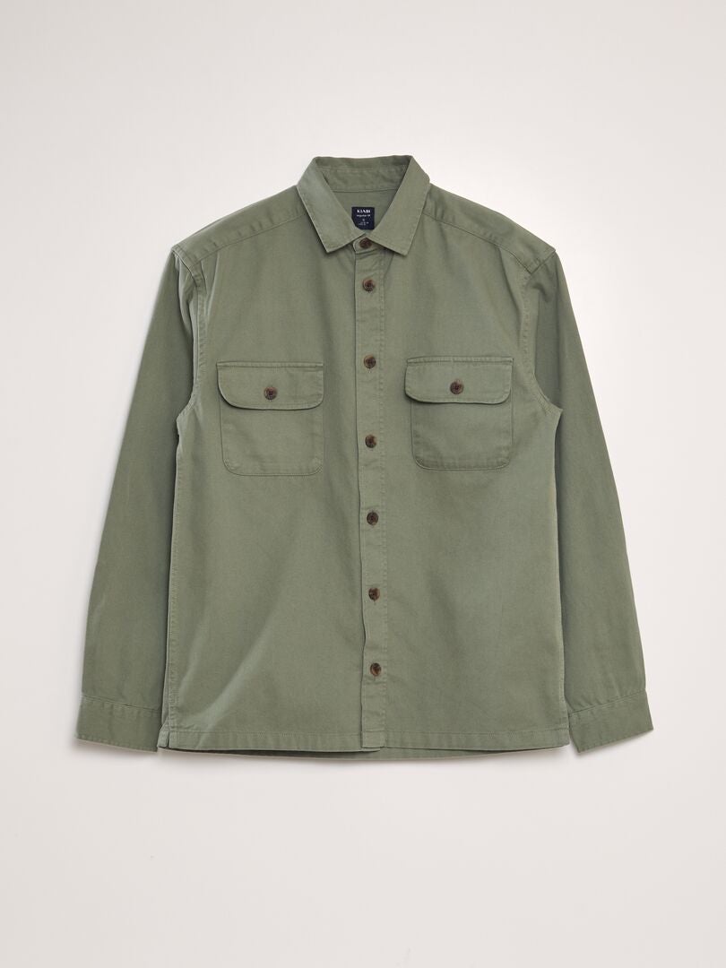 Katoenen overshirt - KHAKI