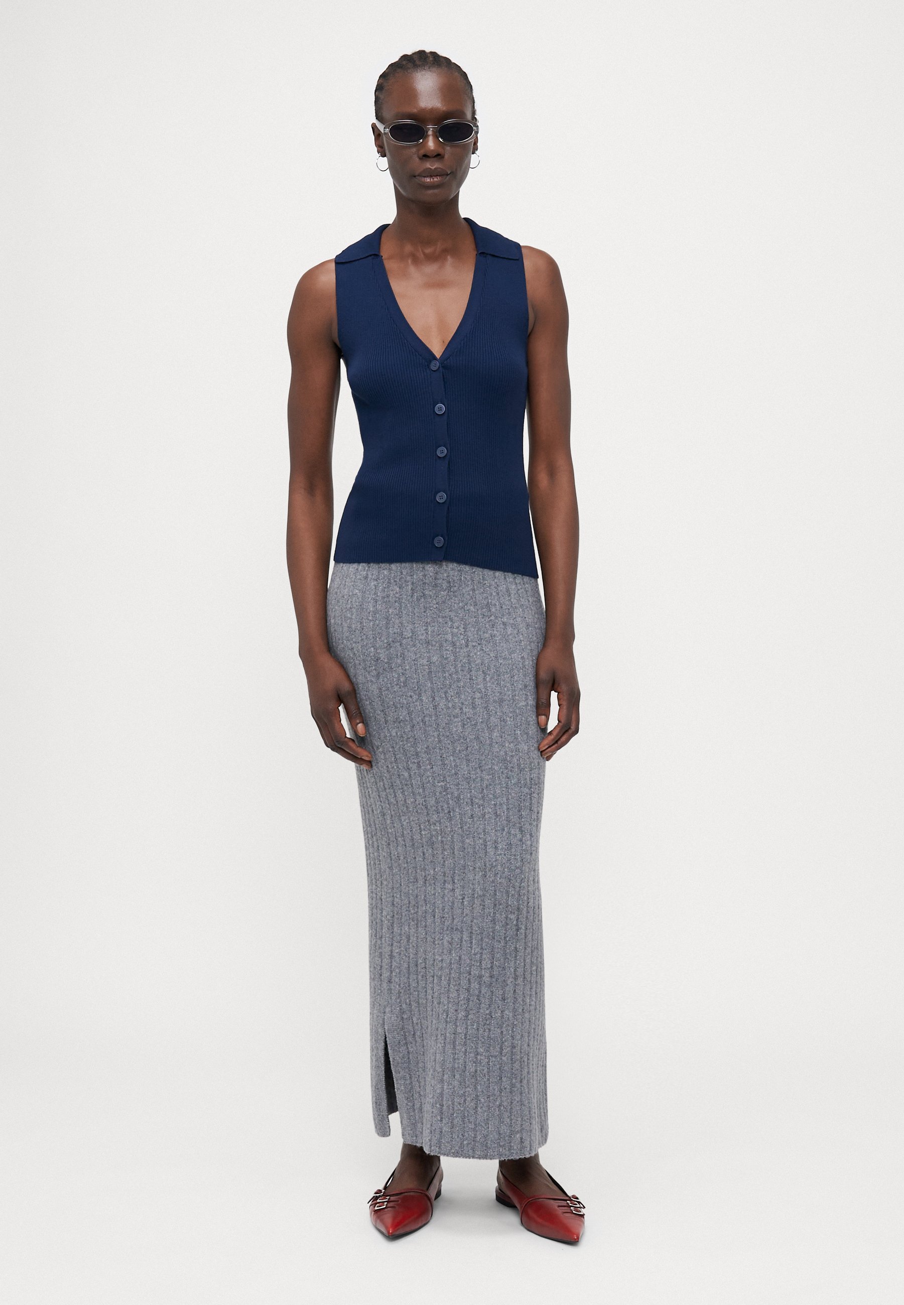 ONLY Tall ONLJEANETT LIFE LONG SKIRT - Maxi rok - middengrijs gemêleerd