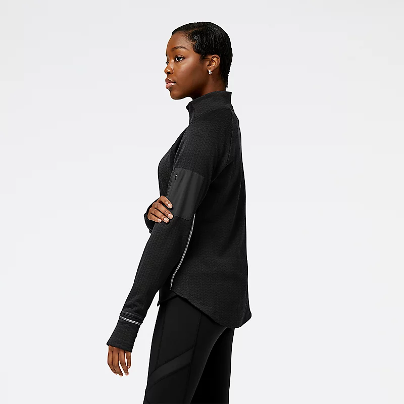 Damesjack London Edition NB Heat Grid Half Zip - Zwart