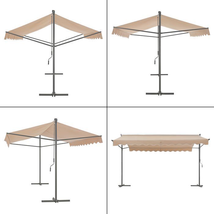 Vrijstaande dubbelhellende luifel 400 x 300 x 260 cm zandkleur 03_0008295