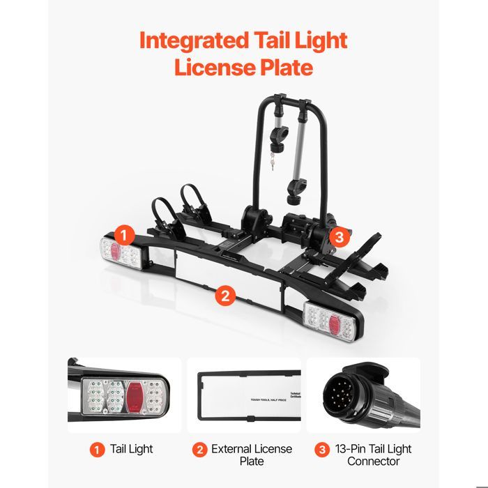 Portabiciclette DUOKU JH803 - Pieghevole e bloccabile - 2 biciclette - Attacco da 5 cm