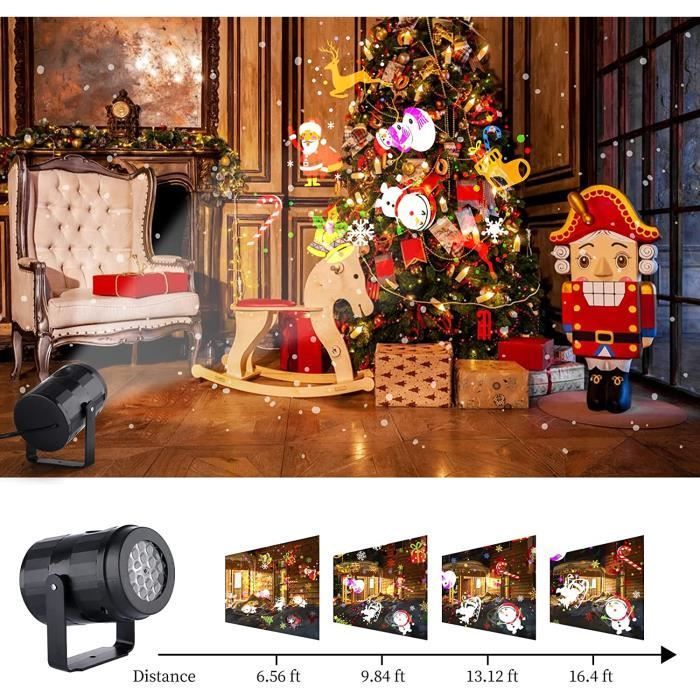 projecteur noel exterieur, led lampe projecteur avec 16 dynamique motifs, lumière decoration noel, eclairage de noël pour interieu