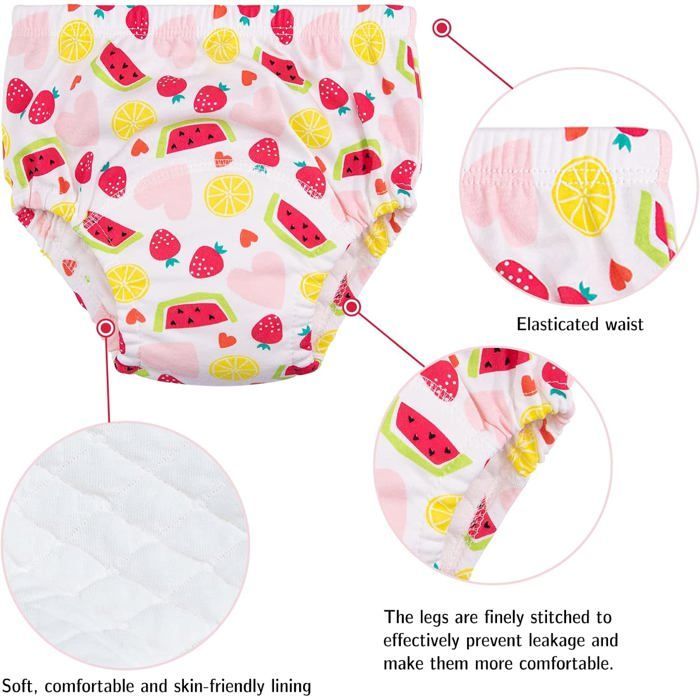 Culotte Apprentissage Propreté Fille Garcon - Rose - 6pcs Coton Rembourrées Pour Bébé 2-4 Ans Propreté Enfant Doux Lavable