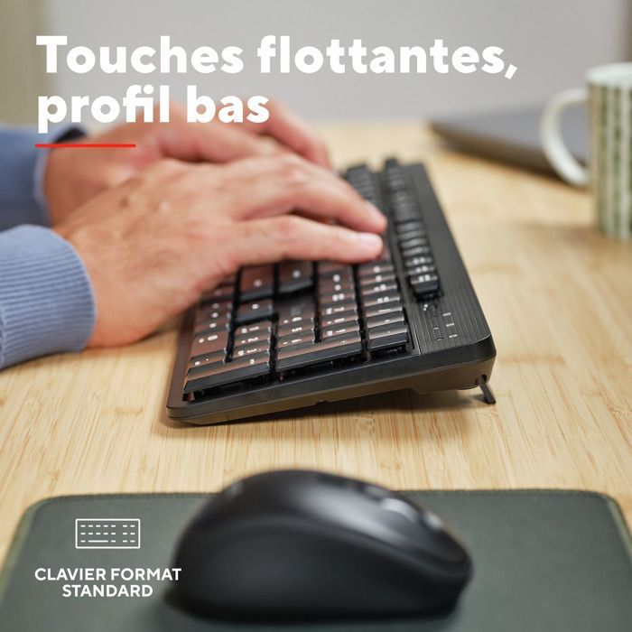 Paquete de teclado y ratón inalámbricos Trust Ymo II, teclado francés AZERTY, silencioso, teclas planas flotantes, resistente a salpicaduras.
