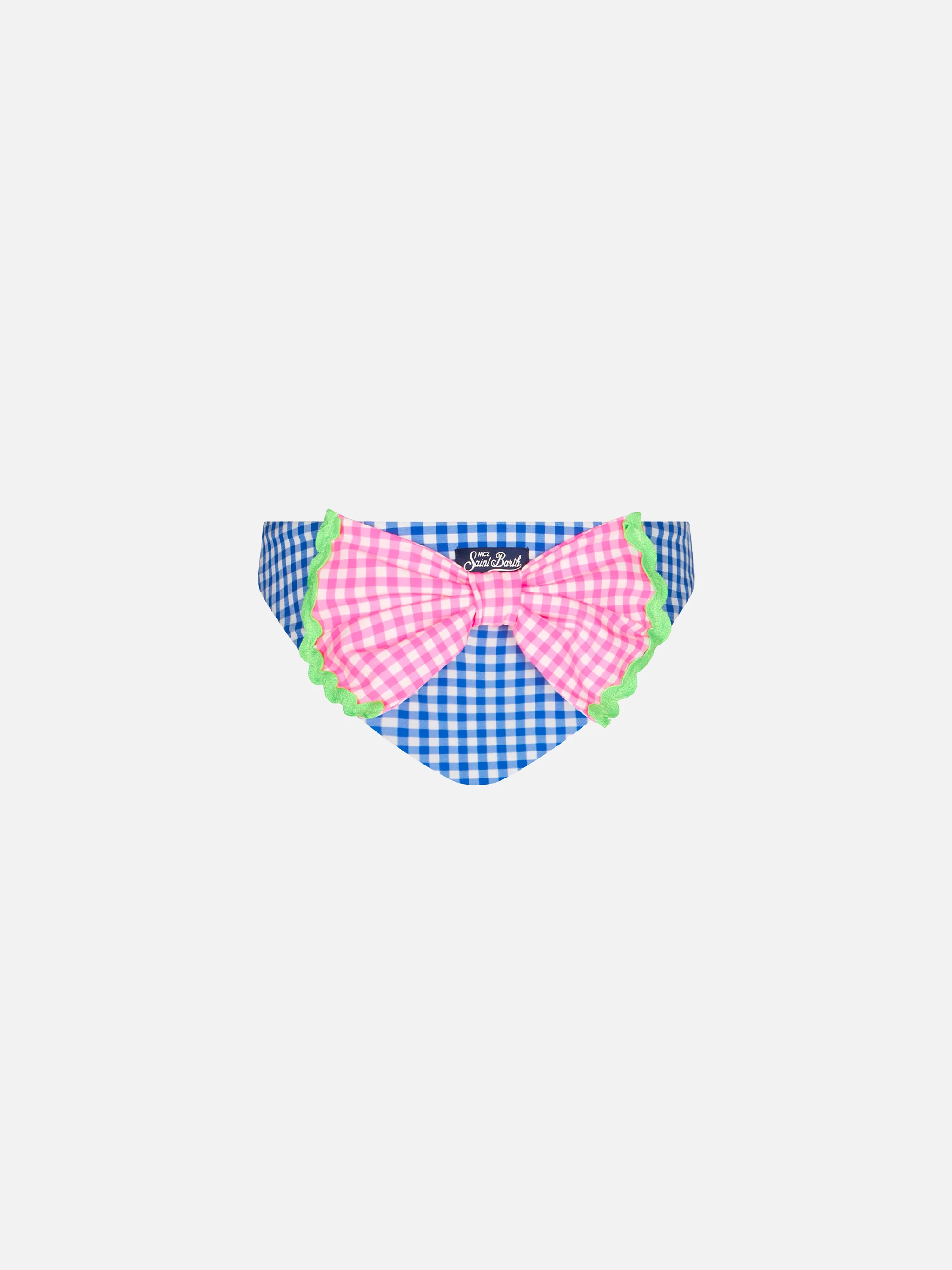 Mädchen-Badehose mit weiß-blauem Vichy-Karo-Muster