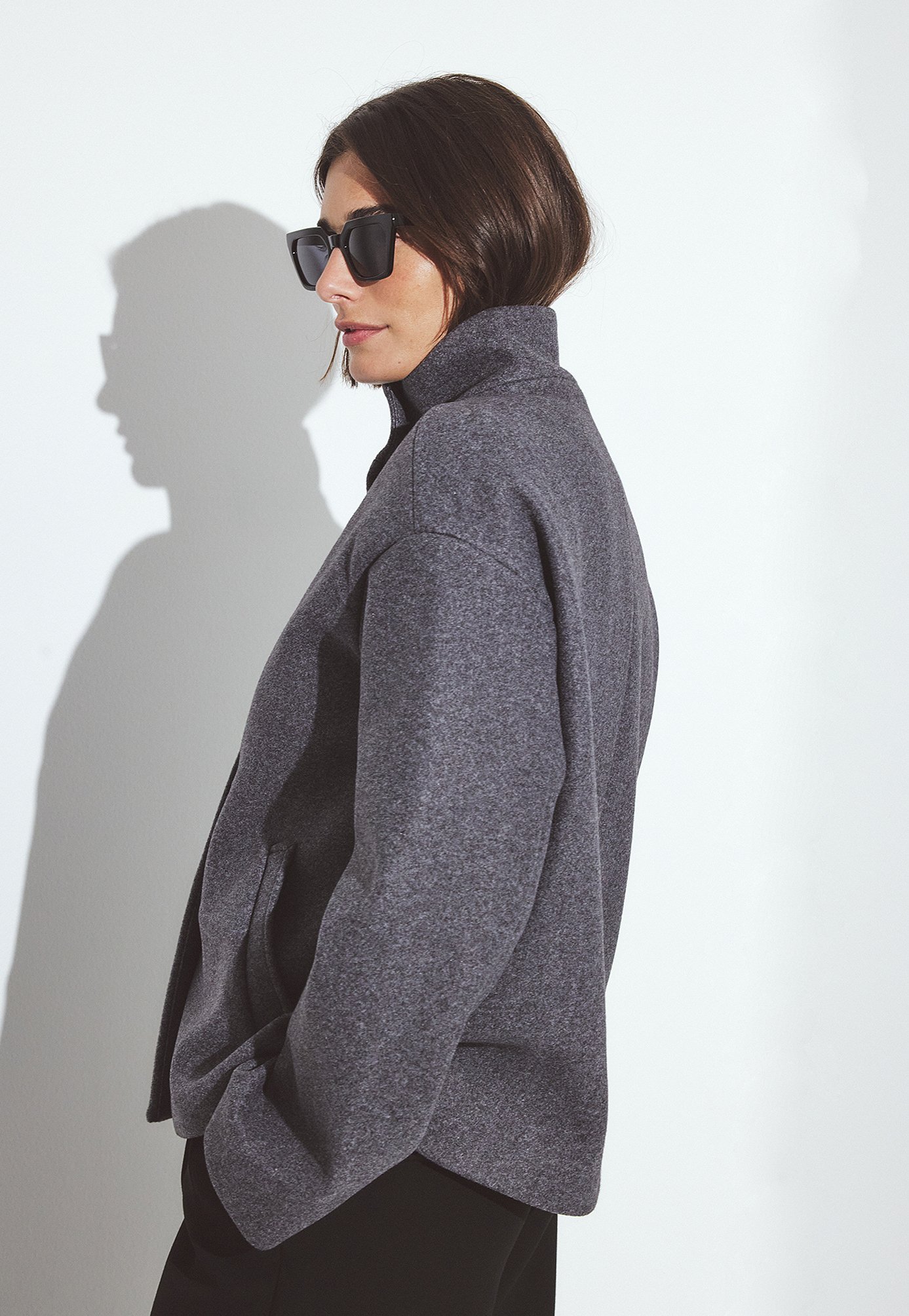 NA-KD HIGH NECK - Suvine jakk - tumehall