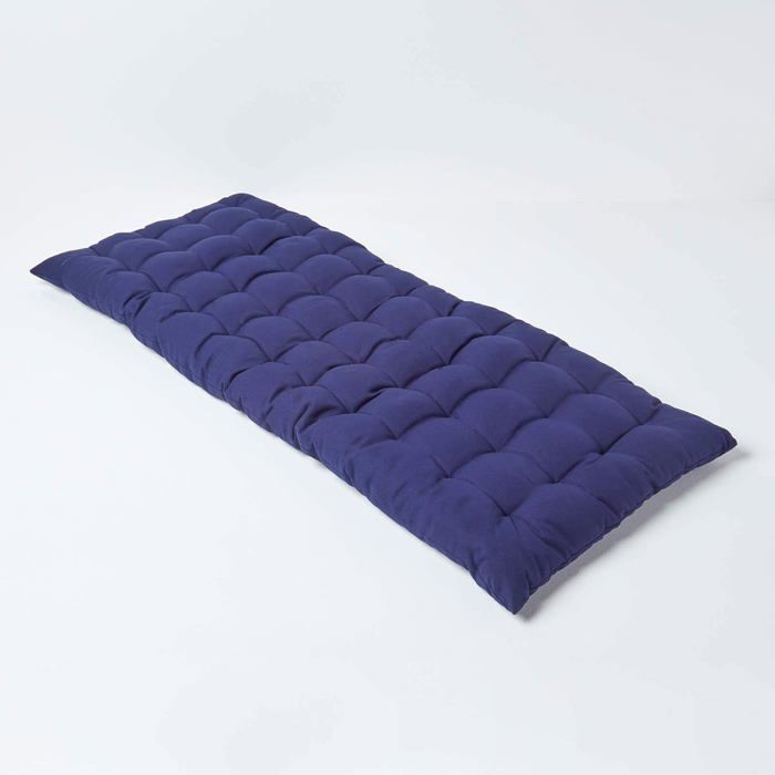 Cojín para banco de jardín - HOMESCAPES - Azul marino - 108 x 42 x 5 cm - Alfombra - Algodón y poliéster - Exterior