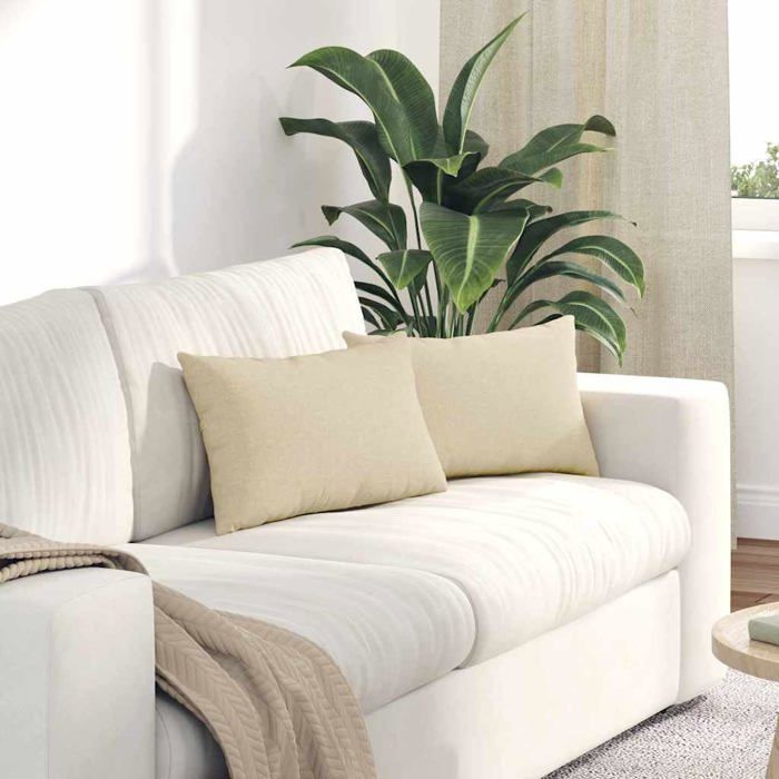 Cuscini per divano in tessuto - vidaXL - Crema - 50x30 cm - Fodere sfoderabili - Imbottitura in poliestere - Uso interno