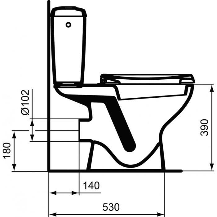 Conjunto NOE WC com autoclismo de entrada lateral, branco, saída horizontal - PORCHER - P948001