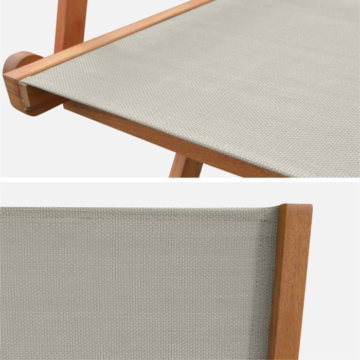 Sillones de jardín en madera y textilene - Almería Gris Topo - 2 sillones plegables en madera de eucalipto aceitada y textilene