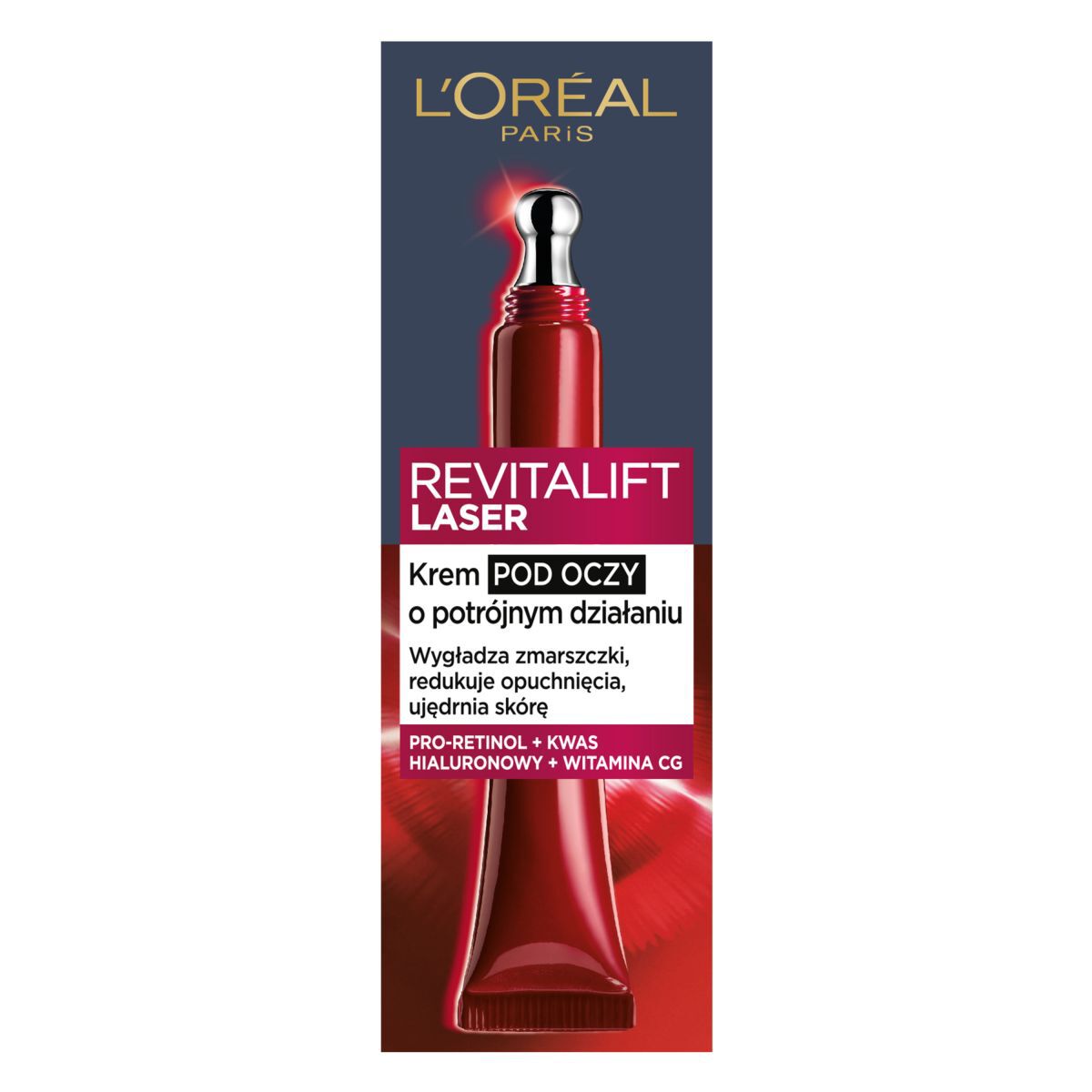 L'Oreal Paris acu krēms, kas piepilda ādu un samazina grumbas un pietūkumu zem acīm 15 ml Revitalift lāzers x3