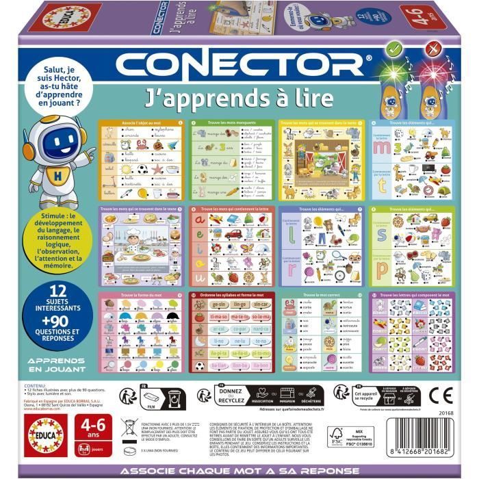 Conector J’apprends à Lire - Jeu éducatif - EDUCA - 90 questions, 12 thèmes, format livre - Dès 4 ans