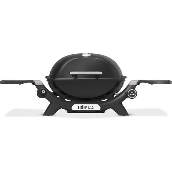 Weber Q1200N Gas Barbecue - 2.94kW - 1 Stainless Steel Burner - Two Side Shelves - Enameled Cast Iron - Black
