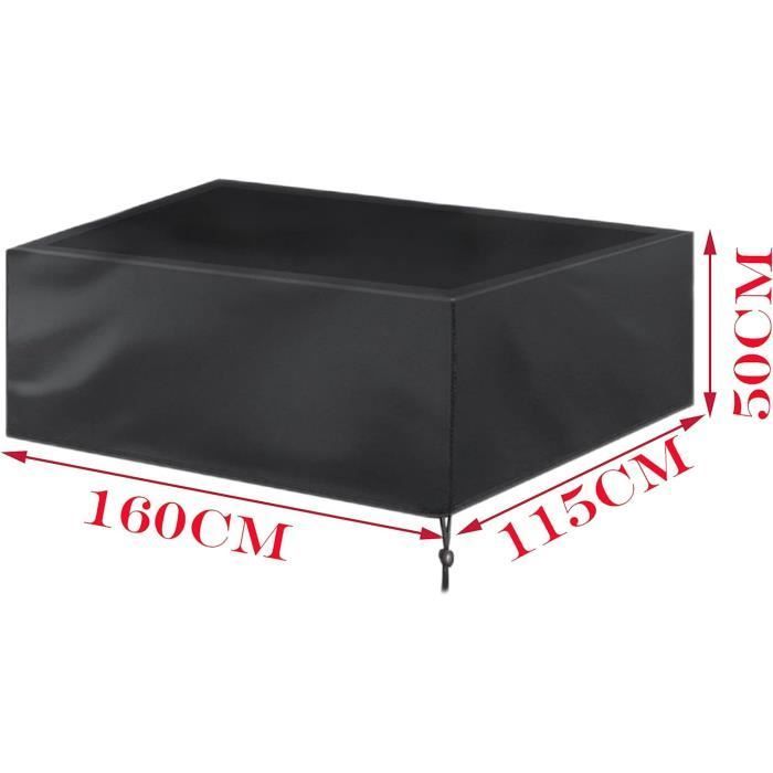Tafelvoetbaltafelhoes gemaakt van 210D Oxford-stof, waterdicht, UV-bestendig en stofwerend, tafelvoetbaltafelhoes 160x115x50cm, zwart
