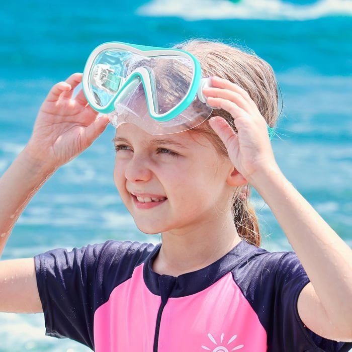 Findway Masque de Plongée Enfant 4-16 Ans, Lunettes Piscine 180° Panoramique, Anti-buée, Étanche, Idéal Natation & Snorkeling