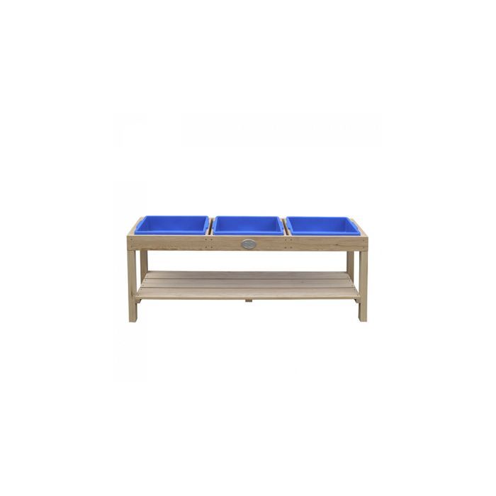 Mesa de arena y agua de madera AXI | Actividades para bebés | 3 recipientes y estante | 124 x 50 cm
