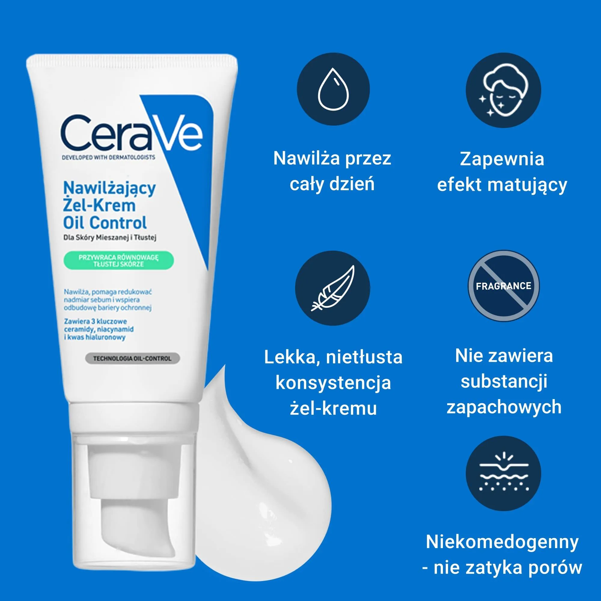 Cerave Nawilżający żel-krem Oil Control dla skóry mieszanej i tłustej