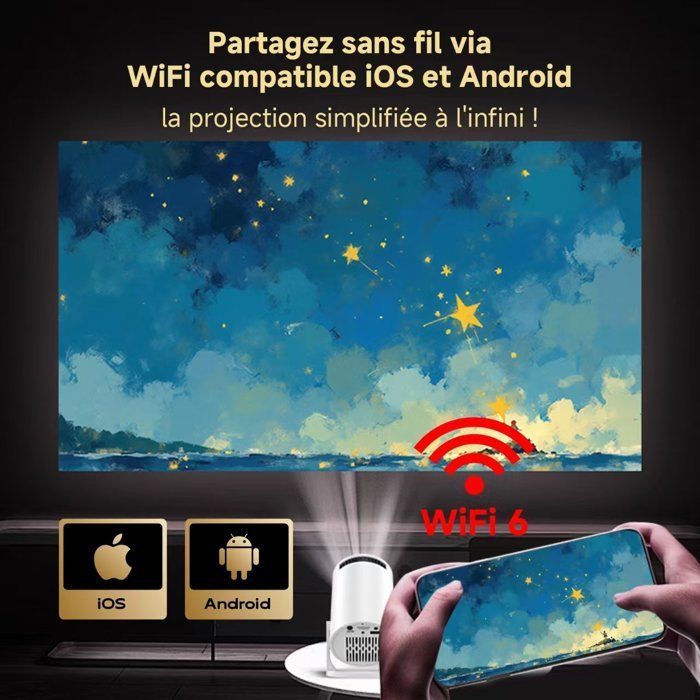 Miniproyector LaylaTang Y200, compatible con 1080p, 5000 lúmenes, soporte giratorio de 240°, duplicación de pantalla iOS/Android, ultraportátil.