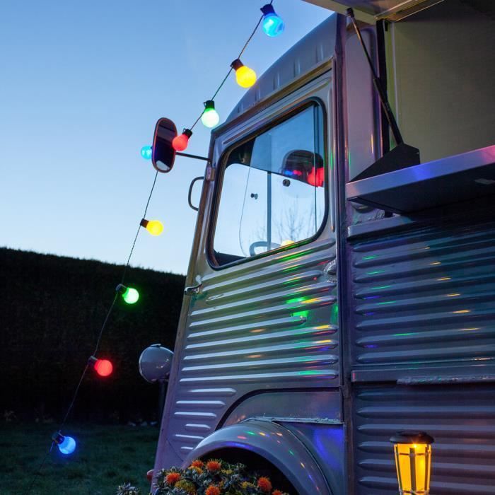 Guirnalda de luces con 30 bombillas LED multicolor para uso interior y exterior.