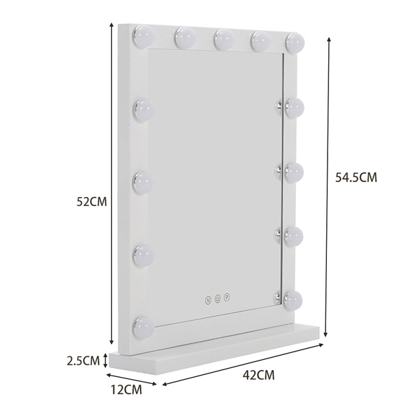 Livingandhome Hollywood-Schminkspiegel mit Beleuchtung, 42 x 54,5 cm