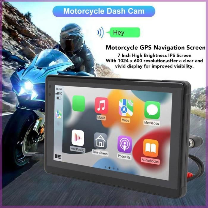 Cocosity Navigatore GPS per moto da 7 pollici, navigatore GPS per moto da 7 pollici, resistente all'acqua IPX7, supporto girevole, telefono, PDA