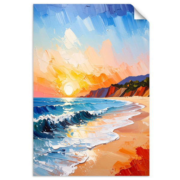 Naklejka na ścianę Feeby Pejzaż Morze Plaża Zachód słońca 20x30