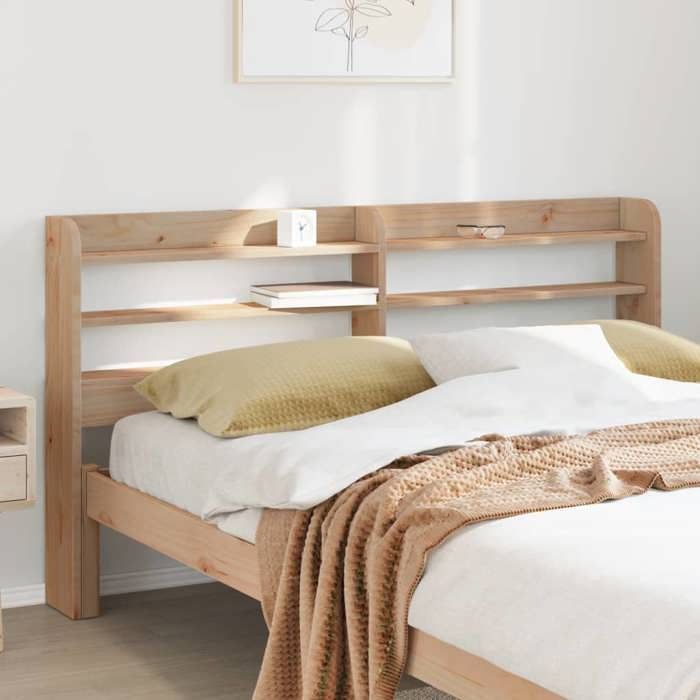 Cabecero vidaXL con estantes de 140 cm, madera maciza de pino, cabecero de madera, cabecero con almacenamiento, cabecero en 850950