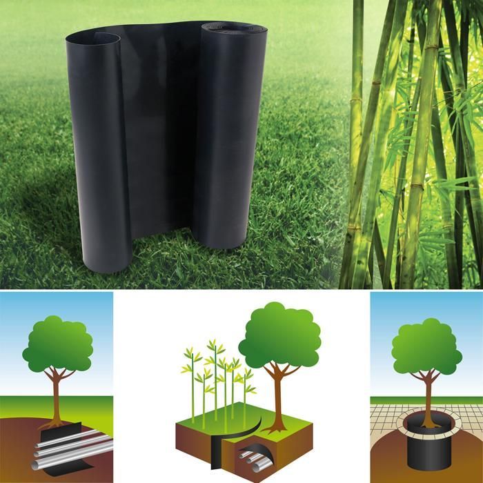 IDMARKET Barrière anti-racines bambou 5m 800gr anti-rhizomes H.80 cm