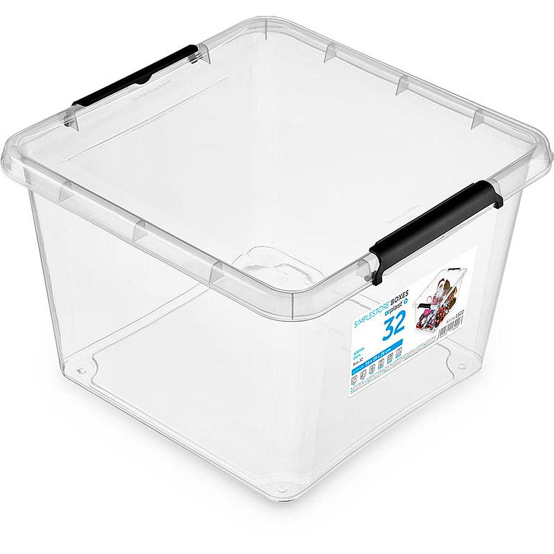 Caja de almacenamiento para el hogar de 32 l con tapa de cierre.