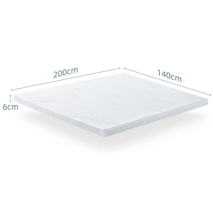 Coprimaterasso HavenlyHome 140x200 cm, spessore 6 cm, in schiuma ad alta resilienza, comfort morbido o rigido, ergonomico.