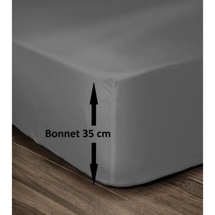 Σεντόνι με λάστιχο LOVELY HOME 100% βαμβάκι 160x200cm - 35cm με τσέπη - Σκούρο γκρι