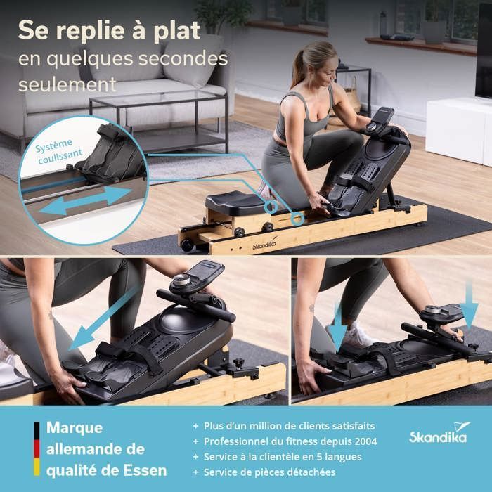 Skandika Rovek Foldable Connected Magnetic Rowing Machine - 32 Resistance Levels - 6 kg Flywheel - Bluetooth - Kinomap