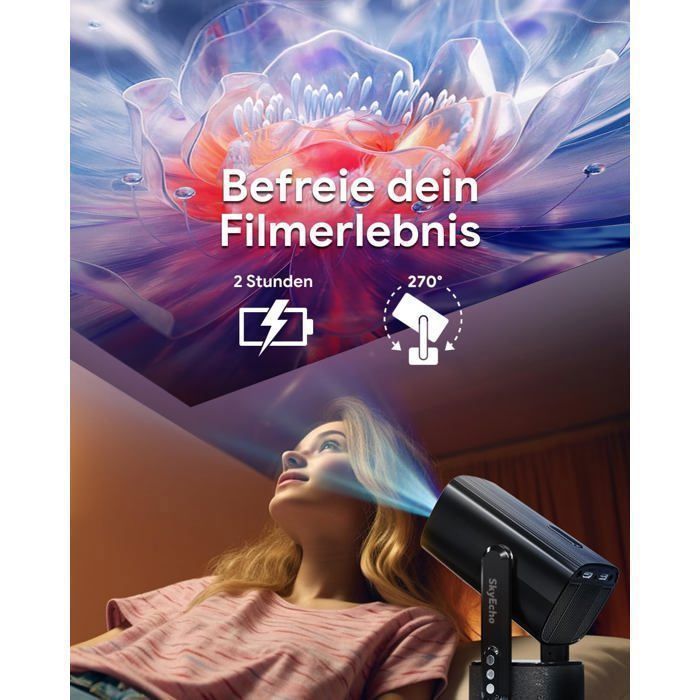 Projector - SKYECHO - FreeONE-Pro - 1080P - Verbeterde 4K - Ingebouwde batterij met een gebruiksduur van 2 uur