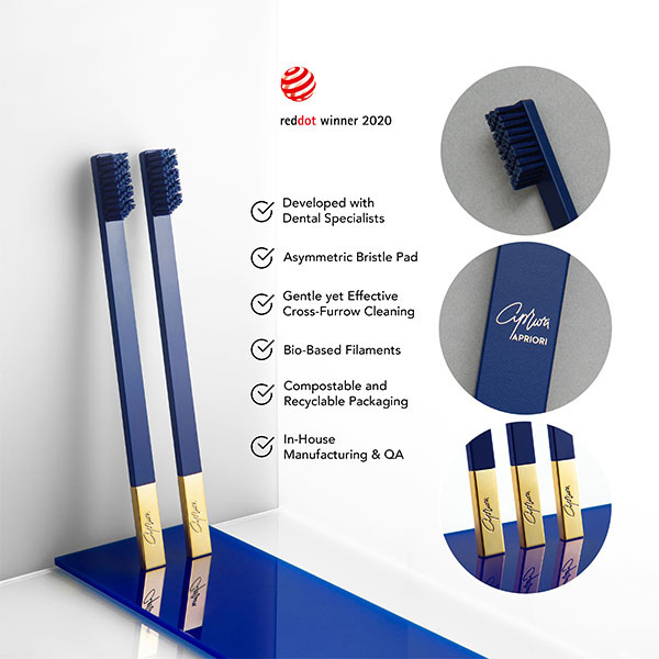 APRIORI Sapphire Blue Gold -keskikokoinen hammasharja