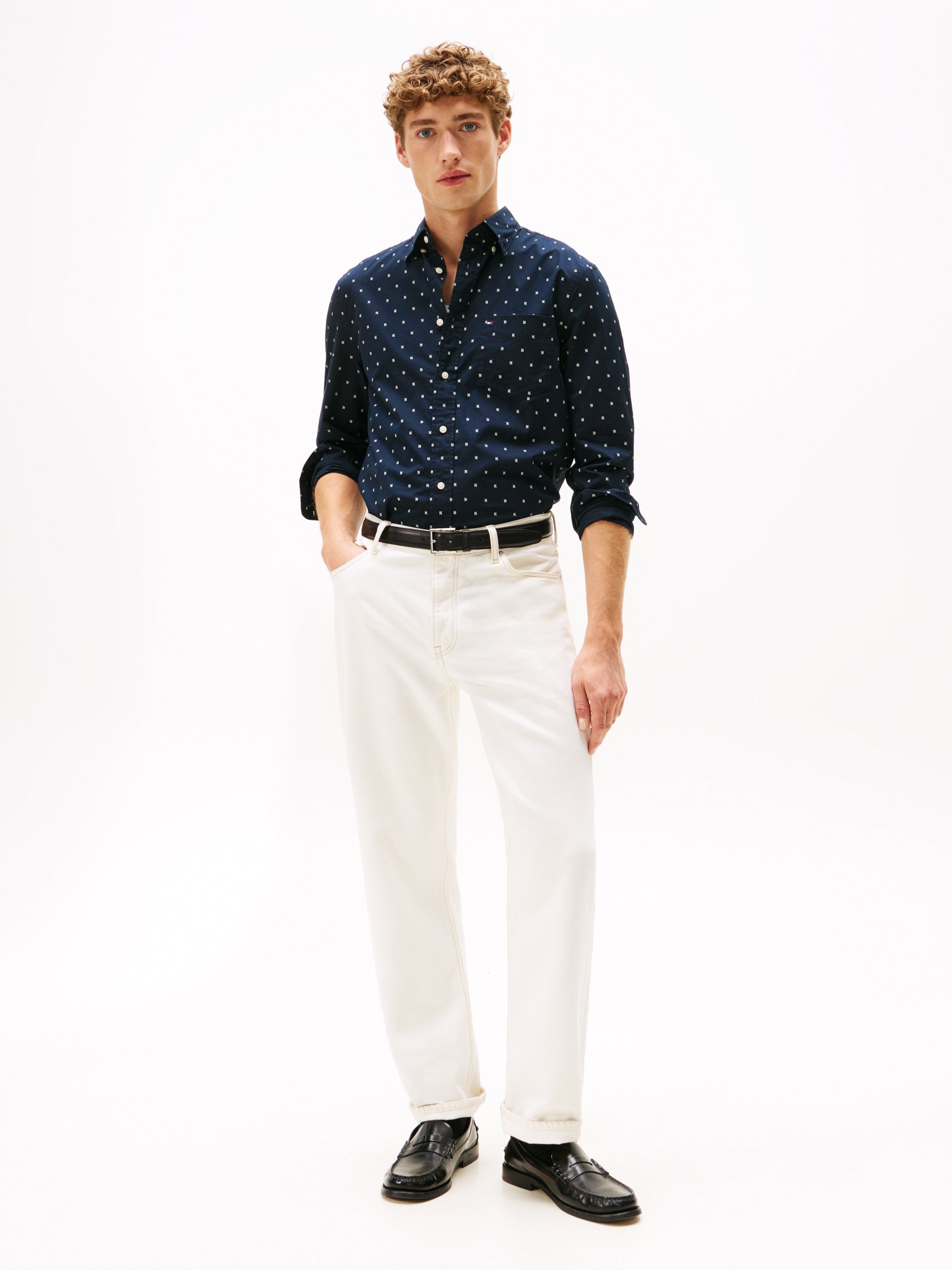 Tommy Hilfiger FLEX SMALL PRINT SHIRT - Shirt - desert sky