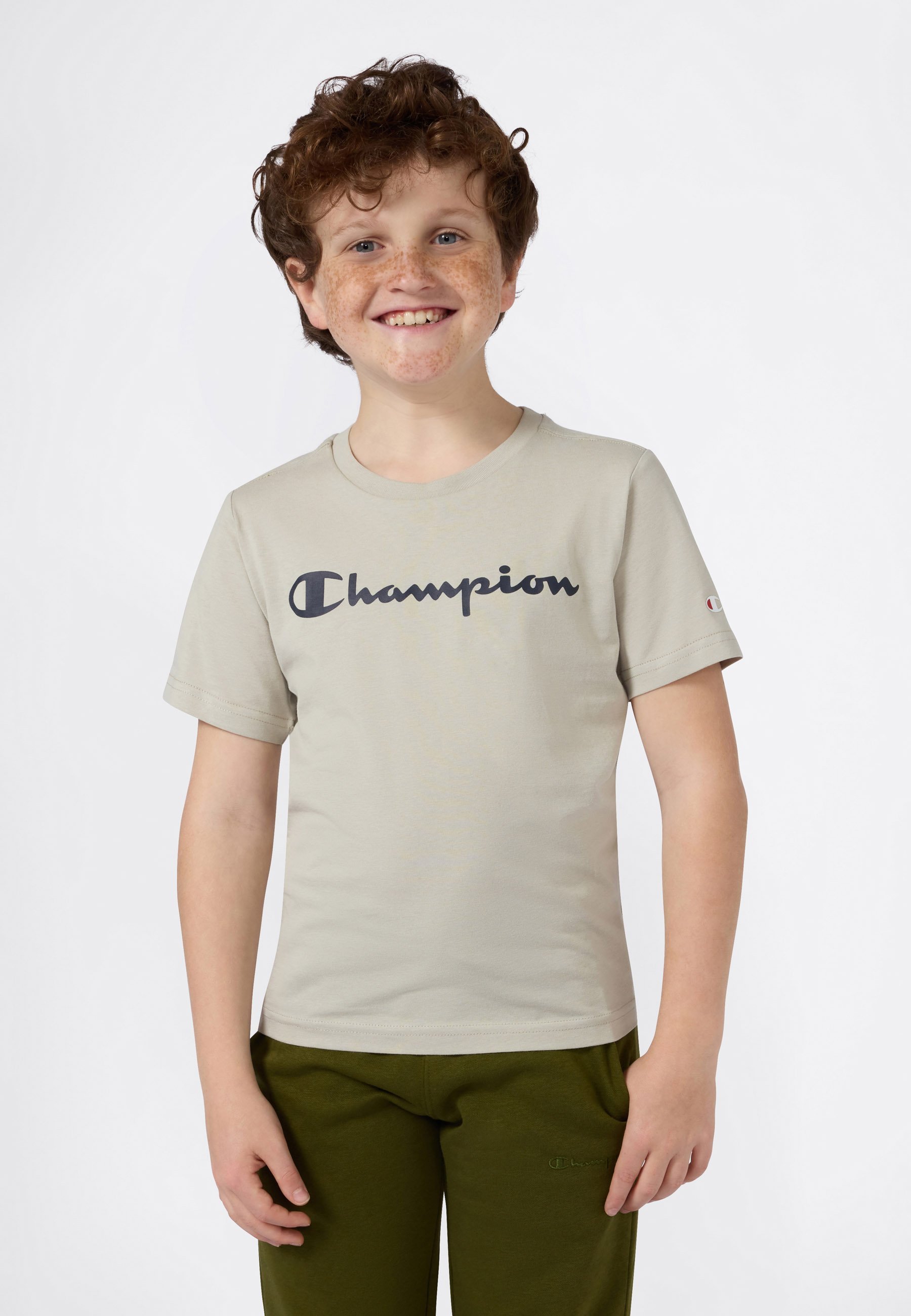 Champion ICONS CONTRAST CREWNECK UNISEX - T-shirt met print - beige