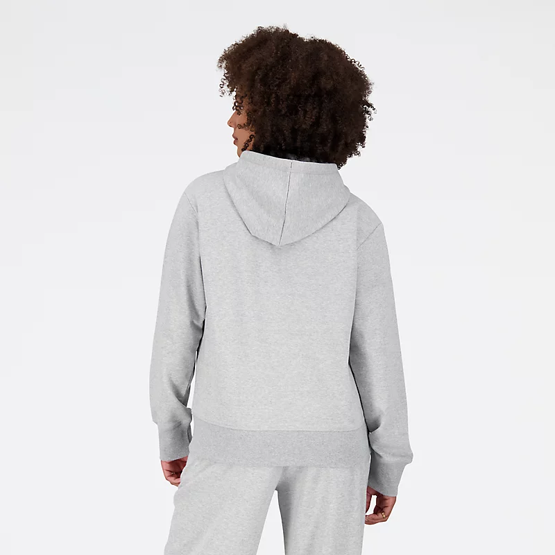 Moletom feminino Essentials com logo empilhado - Cinza mesclado