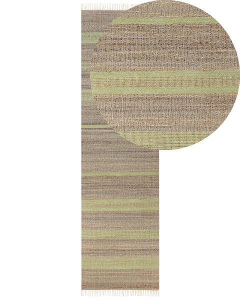 Dywan chodnik 80x300 cm z juty beżowo-zielony