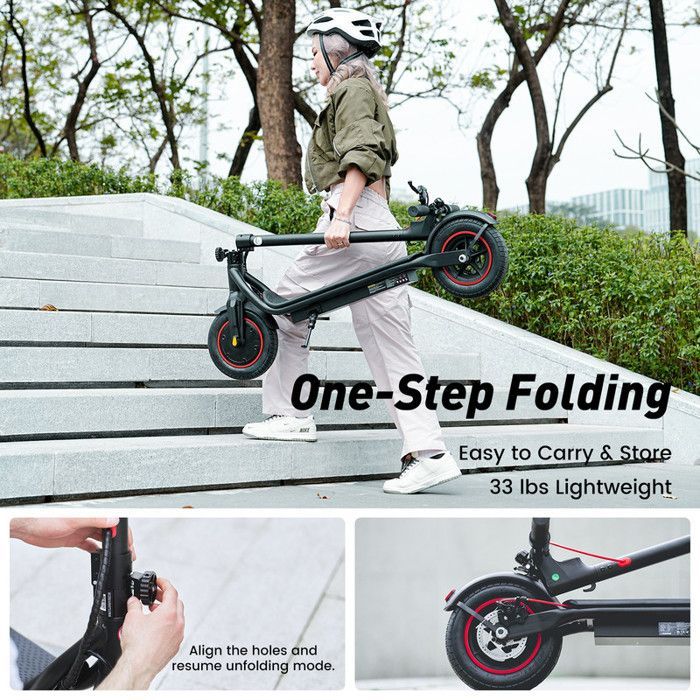 Patinete eléctrico plegable AGILERIDE AS-B3 de 10 pulgadas para adultos, autonomía de 27 a 37 km, batería de 36 V y 10,5 Ah, motor de 500 W.