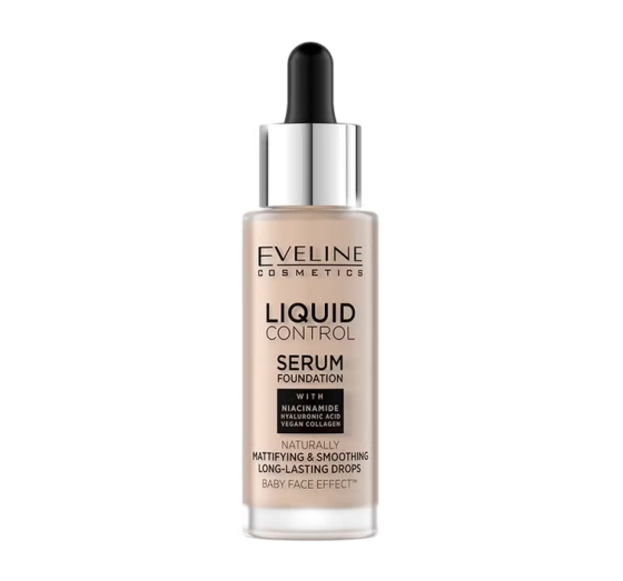 Eveline Cosmetics Liquid Control HD matujący podkład do twarzy z niacynamidem 010 Light Beige 32 ml