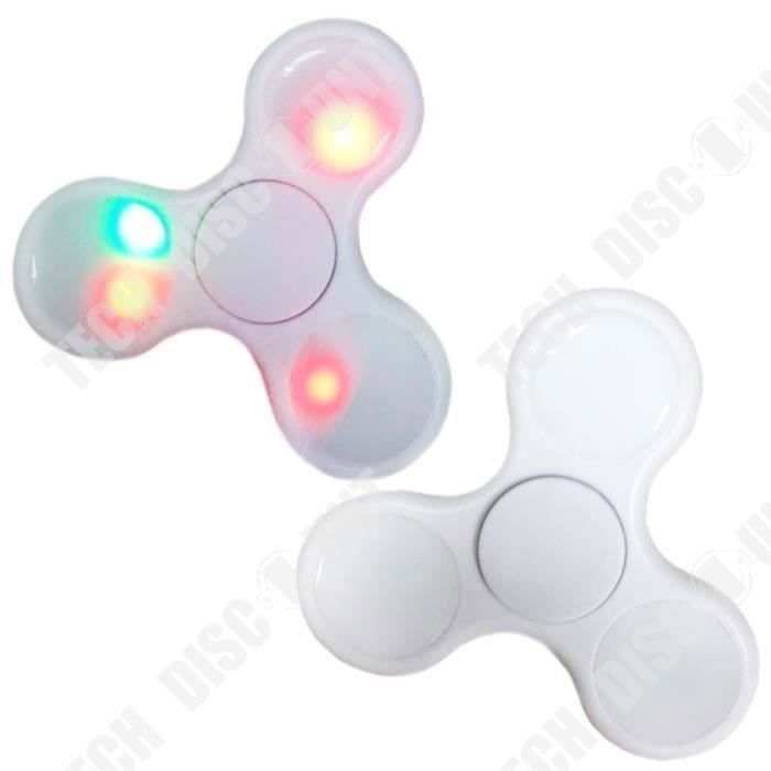 Spinner de mano LED luminoso TD® - Juguete triangular para adultos y niños - Juguete para los dedos - Alivio del estrés - Blanco