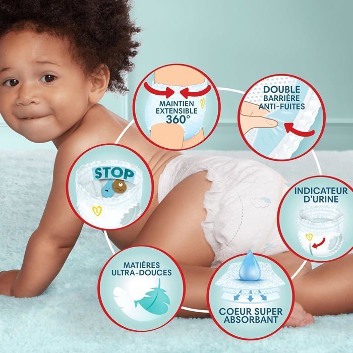 Pampers Premium Protection Pants Taille 6, 78 Couches-Culottes, 15+kg, Avec Maintien 360° et Matières Ultra-Douces Pour Notre Me92